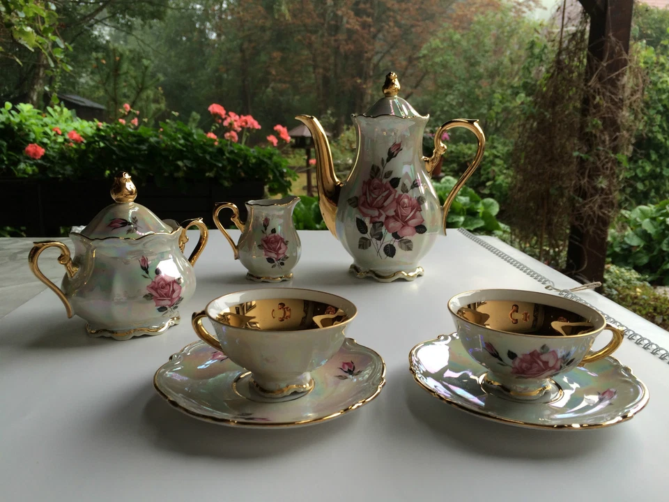 BAVARIA 1, Kaffeeservice für 2 Personen, Rosen und Gold | coffee set for 2 - Bild 1 von 4