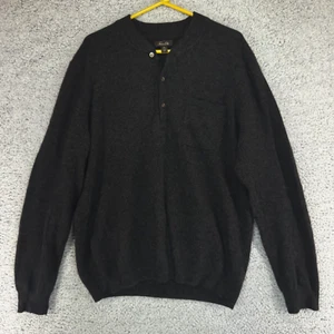 Tasso Elba 100% Cashmere Sweater 3 Button Gray Henley Long Sleeve Men's Size XL - Picture 1 of 8