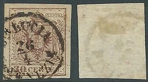 1850 LOMBARDO VENETO USATO STEMMA 30 CENT II TIPO - A122-2 - Foto 1 di 1
