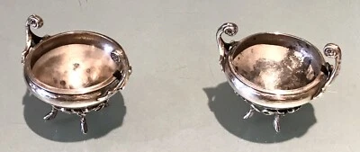 Par de sales abiertas antiguas de plata George Sharp de Philadelphia del siglo XIX de colección del siglo XIX de EE. UU. antiguas Foto 1 de 4