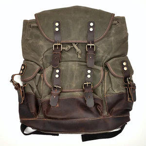 Mochila Bolso Paul Richard Lona Cuero Olive Drab - Nueva con Etiquetas - Imagen 1 de 18