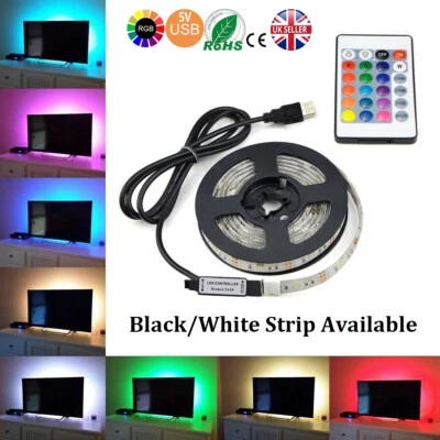 1M 5V SMD5050 RGB LED STRIP LIGHT WATERPROOF USB IR REMOTE CONTROLLER TV PC BACK - Immagine 1 di 4