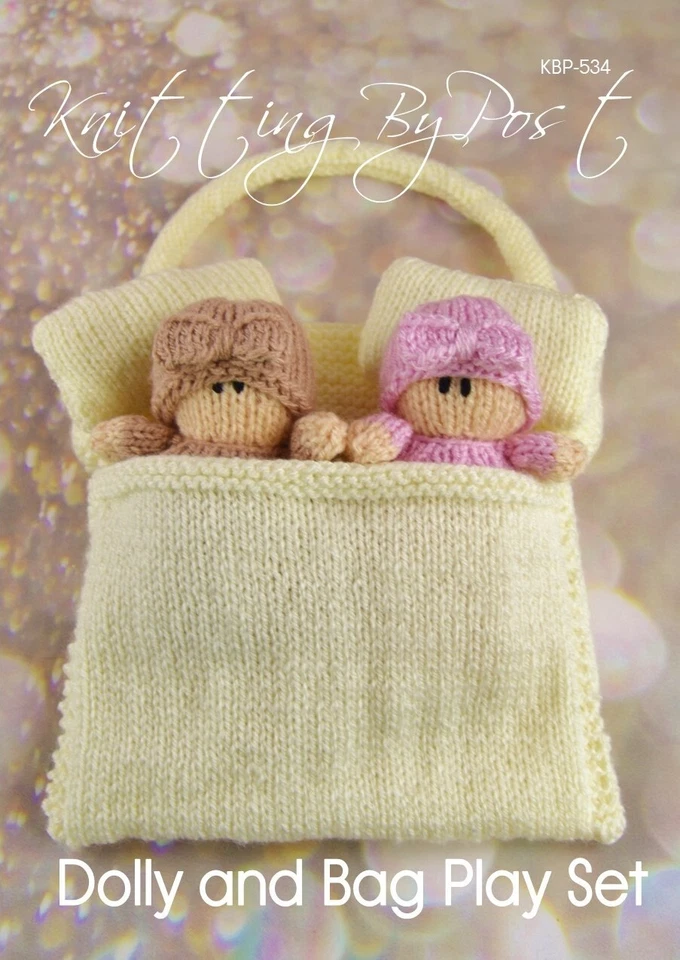 New Knitting Pattern Dolly with a Bag Knitting By Post A5 Leaflet Soft Toys - Image 1 of 4