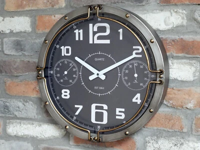 Industrial Wall Clock Retro Aged Metal Factory Large 41cm Pipe Clock Steampunk - Image 1 of 4