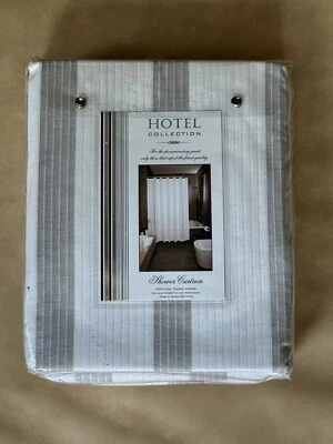 New Hotel Collection Shower Curtain  72"X72" $80 Machine Washable White Grey - Image 1 of 2