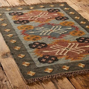 Alfombra de yute de lana natural tejida a mano, alfombra Kilim vintage, alfombras kilim tradicionales - Imagen 1 de 8