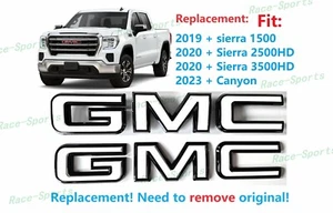 Front Rear Black White GMC Emblem 2020+ Sierra 1500 2500HD 3500HD 2023+ Canyon - Picture 1 of 7