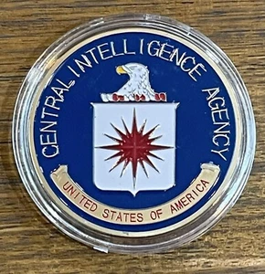 CIA Central Intelligence Agency Moneta Golf Ball Marker Poker Card Protector Chip - Foto 1 di 4