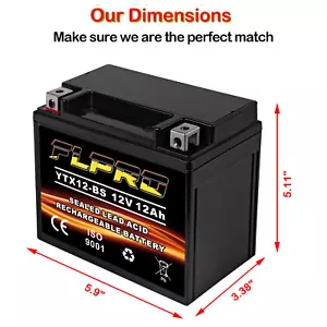 YTX12-BS Battery for Kawasaki ER6N/KLE650 Versys/Ninja 650R VN800-A/B/E Vulcan - Picture 1 of 7