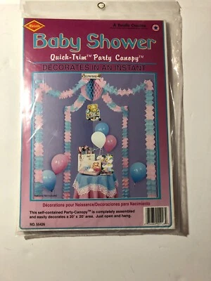 Fundas para toldo baby shower aproximadamente 20'x20' rosa y azul ensambladas nuevas nuevas de stock Foto 1 de 2