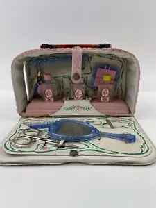 Cartera de maquillaje vintage 1940-1950 para niños Dolly's vinilo 8x4,5x2 - Imagen 1 de 7