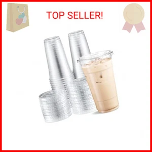 Eupako 24 oz Plastic Cups with Lids, Clear Disposable To Go Cups with Lids for I - Picture 1 of 2