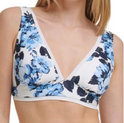 TOMMY HILFIGER Para Mujer Blanco Floral Cuello en V Profundo Malla Traje de Baño Top Grande Foto 1 de 3