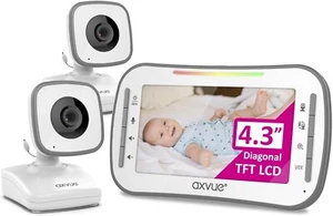 Axvue A242 Video Baby Monitor 4.3" LCD Screen + 2 Cameras 2-Way Audio No WiFi™ - Picture 1 of 7