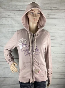 LA Kitty Hoodie Junior Small Raspberry Purple Horse Applique Floral Heart Unique - Picture 1 of 12