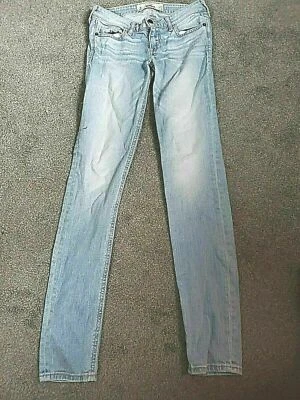 女式 Hollister 紧身浅色水洗弹力蓝色牛仔裤 1 R 码 — 第 1/4 张图片