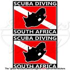 SOUTH AFRICA SCUBA DIVING Flag-S.African Map Shape Rectangular Stickers 75mm x2