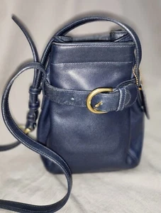 BOLSO BOLSO DE HOMBRO VINTAGE AZUL MARINO COACH CON CORDÓN - Imagen 1 de 9