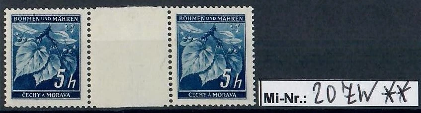 Böhmen und Mähren Mi.-Nr.: 20 ZW sauber postfrisches Zwischenstegpaar - Bild 1 von 1