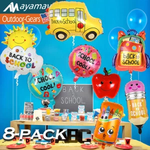 Back to School Balloons Decorations Set of 8Colorful Kindergarten Party Supplie - Picture 1 of 8