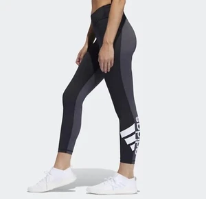 New ADIDAS Women's Circuit Badge of Sport 7/8 Tight Leggings Black/Gray sz SMALL - Picture 1 of 5