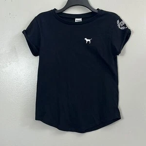Pink Victoria’s Secret Black Short Sleeves Women's Top Size SP - Picture 1 of 6
