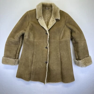 Abrigo para mujer The Territory Ahead L gamuza cuero genuino beige acogedor invierno Foto 1 de 4