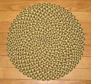 Folk Art Braided Cotton Placemat ~ Leaf Green/Brown/Bisque 15" Diameter