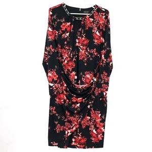 Thalia Sodi Women's Chain Neckline Long Sleeve Dress $89, XX-Large, Red Combo - Picture 1 of 3