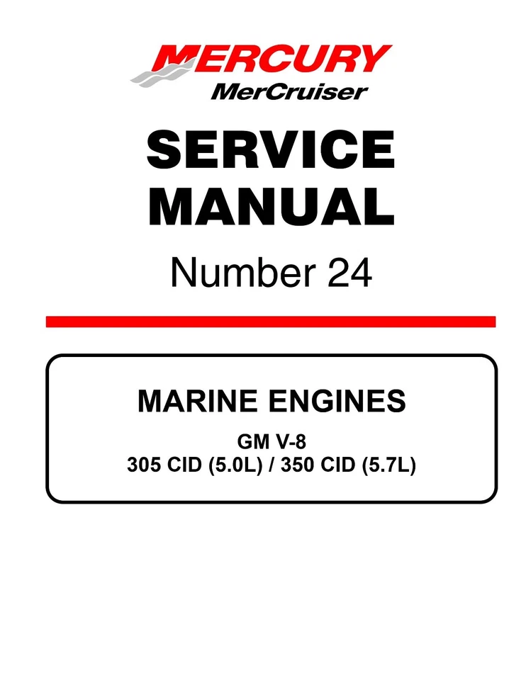 Manual de servicio Mercruiser Mercury #24 GM V8 305 5,0 L 350 CID 5,7 L CORREO PRIORITARIO Foto 1 de 4