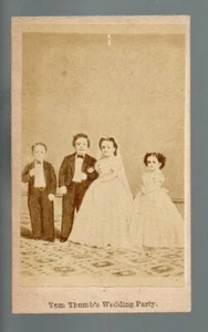 1863 TOM THUMB cdv WEDDING PARTY Midget Midgets CIRCUS Sideshow FREAKS Dwarf - Picture 1 of 3