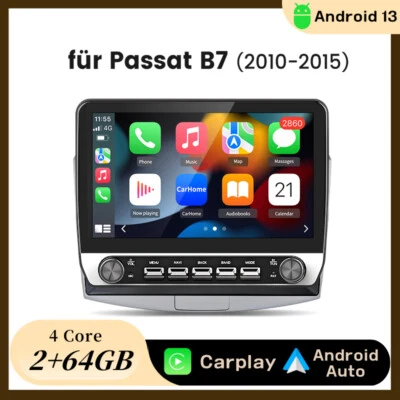 Für VW Passat B7 10-2015 Carplay Android 14 Autoradio GPS Navi WIFI BT SWC 2+64G - Bild 1 von 4
