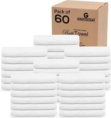 20X40 Cotton Blend Economy Bath Towels Bulk Pack Multipurpose Salons Gyms Hotels - Image 1 of 4