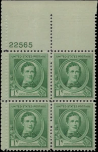 Scott # 879 - US Plate Block Of 4 - Foster - 1c Bright Blue Green- **MNH** -1940 - Picture 1 of 1