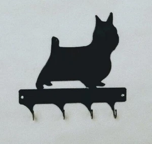 Yorkshire Terrier Yorkie 4 Hook Leash or Key Holder Black Wrought Iron Look - Imagen 1 de 1