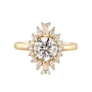 2.06ctw 14K Yellow Gold Lab Grown Diamond Engagement Cocktail Ring MZ12284 - Picture 1 of 7