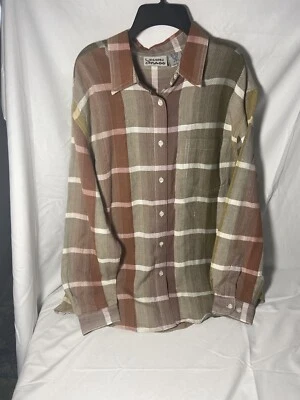 Blusa mujer a cuadros mezcla lino manga larga abotonada hierba limón talla grande” Foto 1 de 4