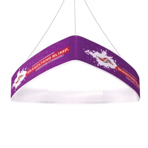 Curved Triangle Trade Show Custom Printed Tension Fabric Ceiling Hanging Banner - Picture 1 of 16