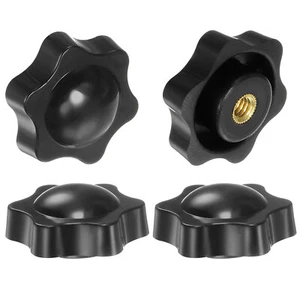 4pcs Star Knobs 1/4-20 Thread 32mm Head Non-Through Hole Clamping Handles Black - Picture 1 of 5
