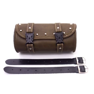 Motorcycle Mini Retro PU leather Tool Bag Handlebar Sissy Bar Saddlebag Roll bag - Bild 1 von 8