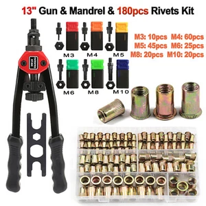 1450pcs Rivet Nut+Hand Threaded Rivet Nuts Gun Double Insert Manual Rivet Tool - Picture 1 of 40