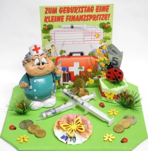 Geldgeschenk Geburtstag ☘ Finanzspritze ☘ Spardose Krankenschwester Geschenkbox - Bild 1 von 6