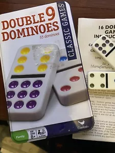 Double Nine Dominoes Set in Storage Tin, for Families and Ages 8 and up - Picture 1 of 2