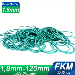1.8mm Cross Section O-Ring Fluorine Rubber Oil Sealing Green FKM ID 1.8mm-120mm - Picture 1 of 8