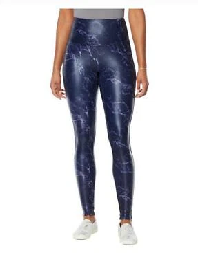 Legging tejido recubierto delgado y elegante DG2 by Diane Gilman - estampado mármol azul marino  Foto 1 de 4