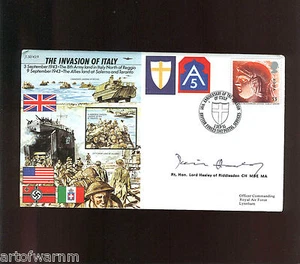 JS50/43/9 -  THE INVASION OF ITALY  1943 -   signed RAF WW2 comm. cover  - Picture 1 of 3