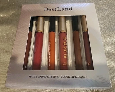 BEST LAND 6pc Matte Liquid Lipstick + Matte Lip Liner Assorted Set Exp. 01/2028 - Image 1 of 2