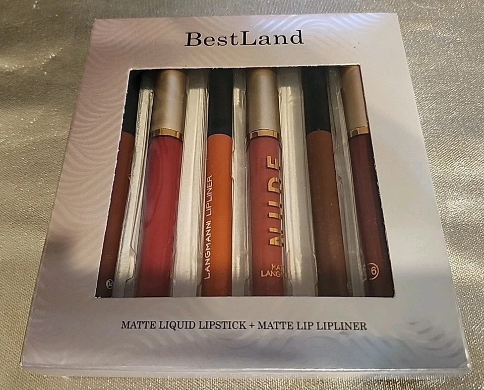 BEST LAND 6pc Matte Liquid Lipstick + Matte Lip Liner Assorted Set Exp. 01/2028 - Image 1 of 2