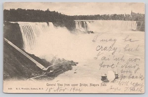 Cartolina Veduta Generale Ponte Superiore Cascate del Niagara NY 1904 - Foto 1 di 2