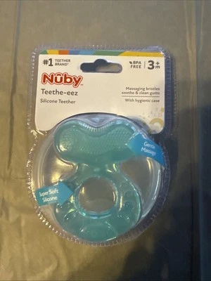 Mordedor de silicona, Teethe-eez, 3+ meses, Aqua, juego de 2 piezas Foto 1 de 2